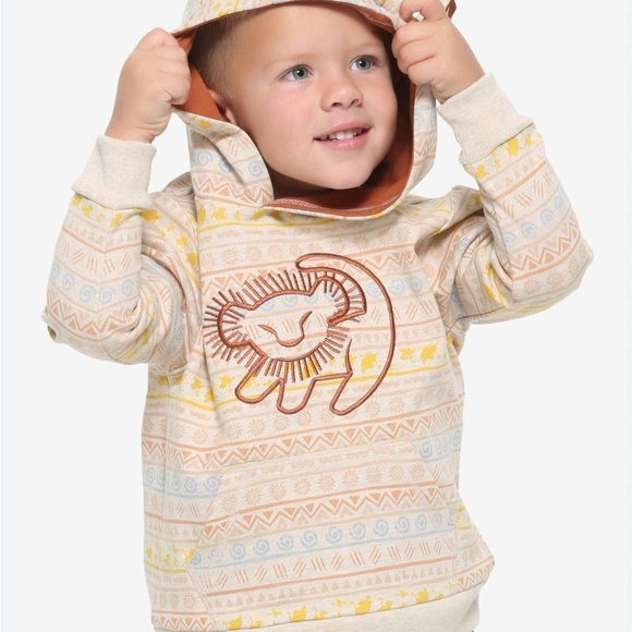 Boxlunch Lion King Patterned Hoodie with Simba Embroidery size 5t - Picture 2 of 8